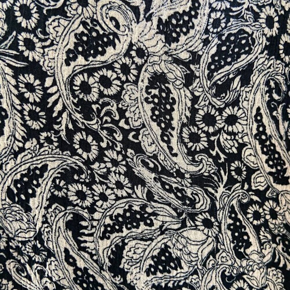 Sezane black and cream paisley print midi dress - Size 38 - Picture 11 of 13